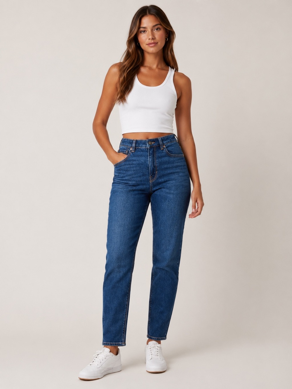 American Eagle 4 Long Mom Women’s Jeans High Rise Dark Wash 2023 Stretch